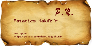 Patatics Makár névjegykártya